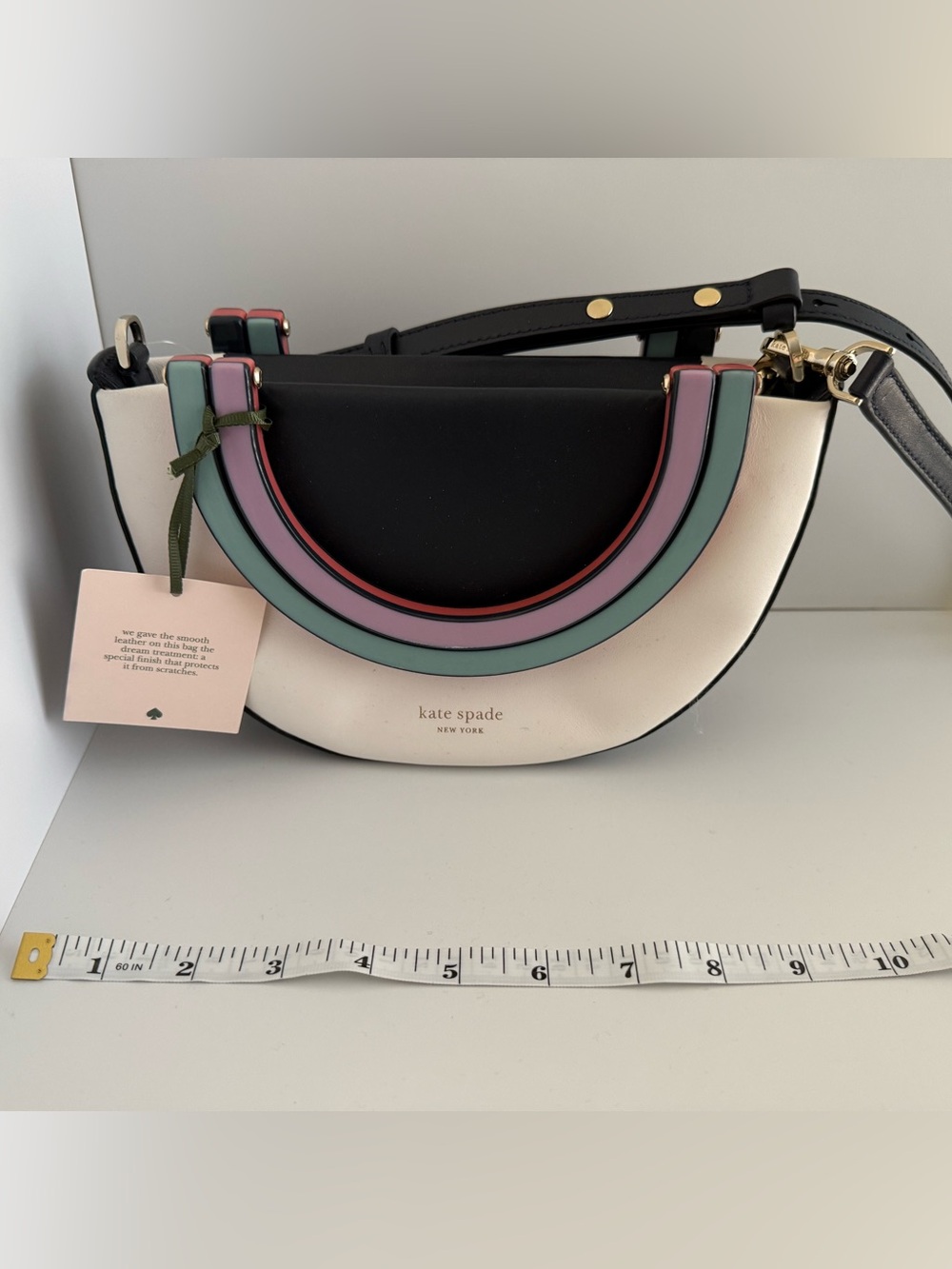 kate spade Black, Cream & Mint Colorblock Crescent Crossbody